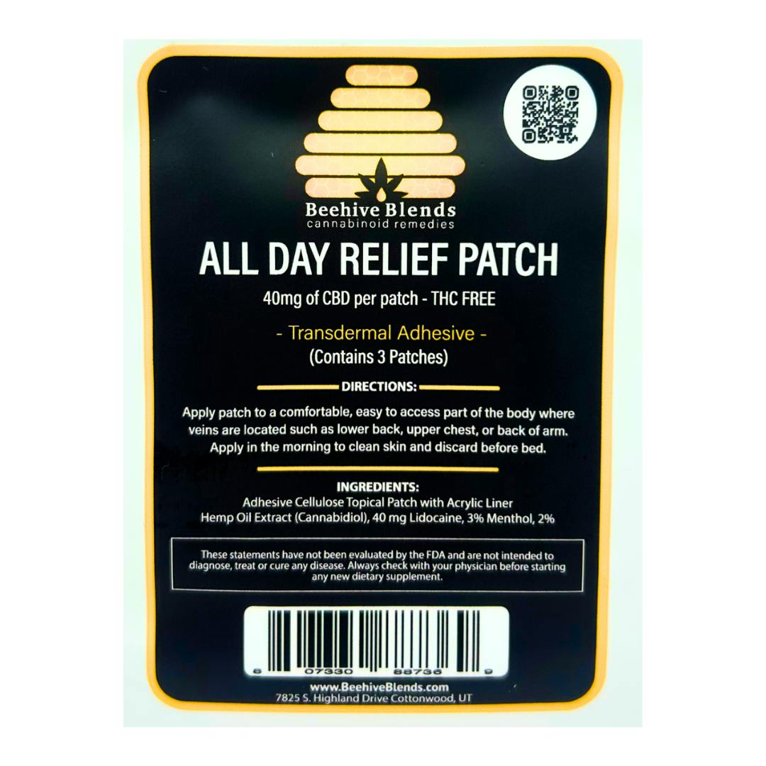 Beehive Blends - CBD ALL DAY RELIEF PATCH - 3 Pack