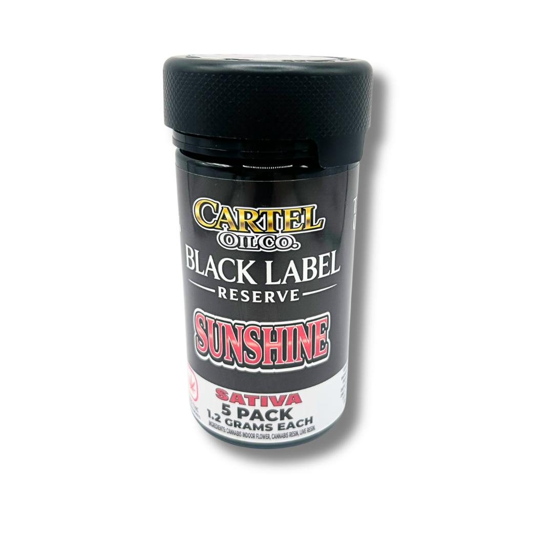 Cartel Oil Co |5 PACK| Black Label Reserve | Live Resin Pre-Roll Bundle | Sativa | Sunshine | 6g