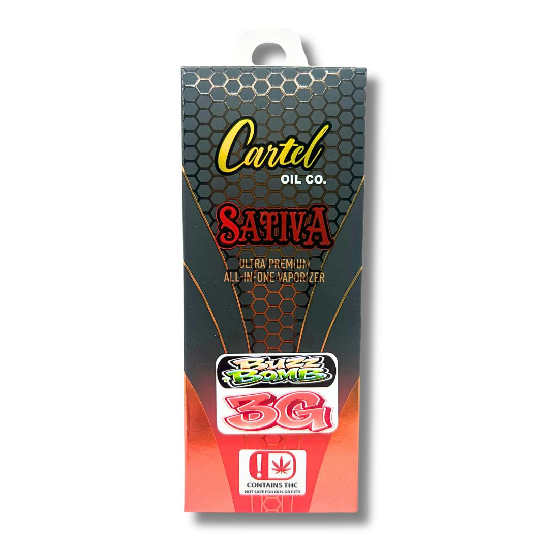 Cartel Oil Co | Disposable | Distillate | Live Terps | Sativa | Buzz Bomb | 3g
