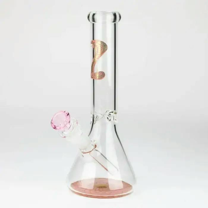 Gold Cobra Beaker Glass Water Bong (Pink)