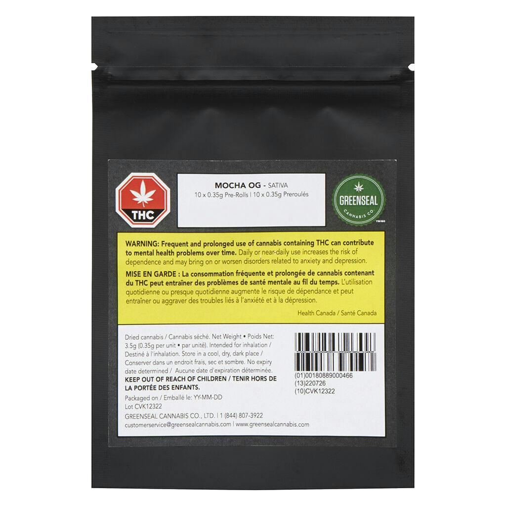 GreenSeal - Mocha OG Pre-Roll - Sativa - 10x0.35g