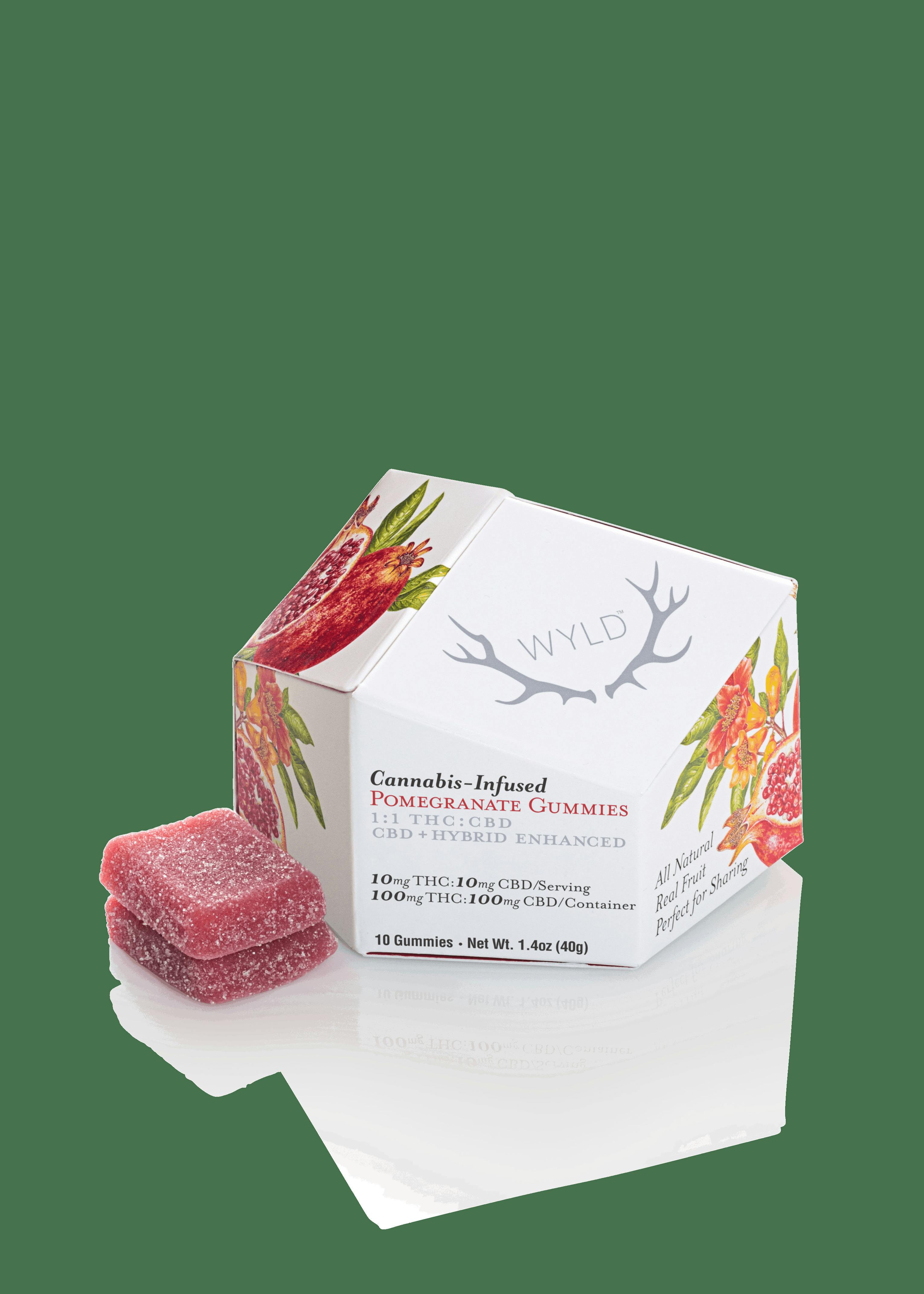WYLD CBD | Hemp D9 THC 1:1 Gummies | Pomegranate | 10pk | (10mg)