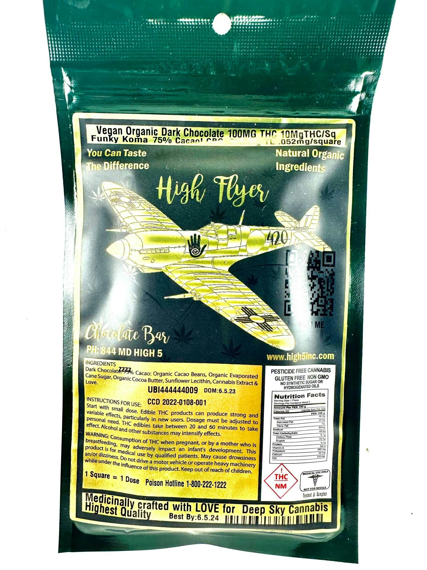 High Flyer - Chocolate Bar - Dark Chocolate - Hybrid - 100mg