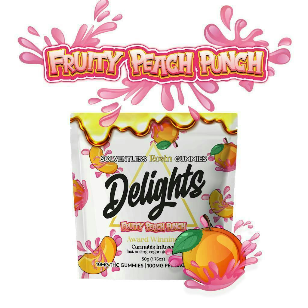 DAB DADDY - FRUITY PEACH PUNCH CITRUS WATERMELON SOLVENTLESS ROSIN GUMMIES 10PK 100MG