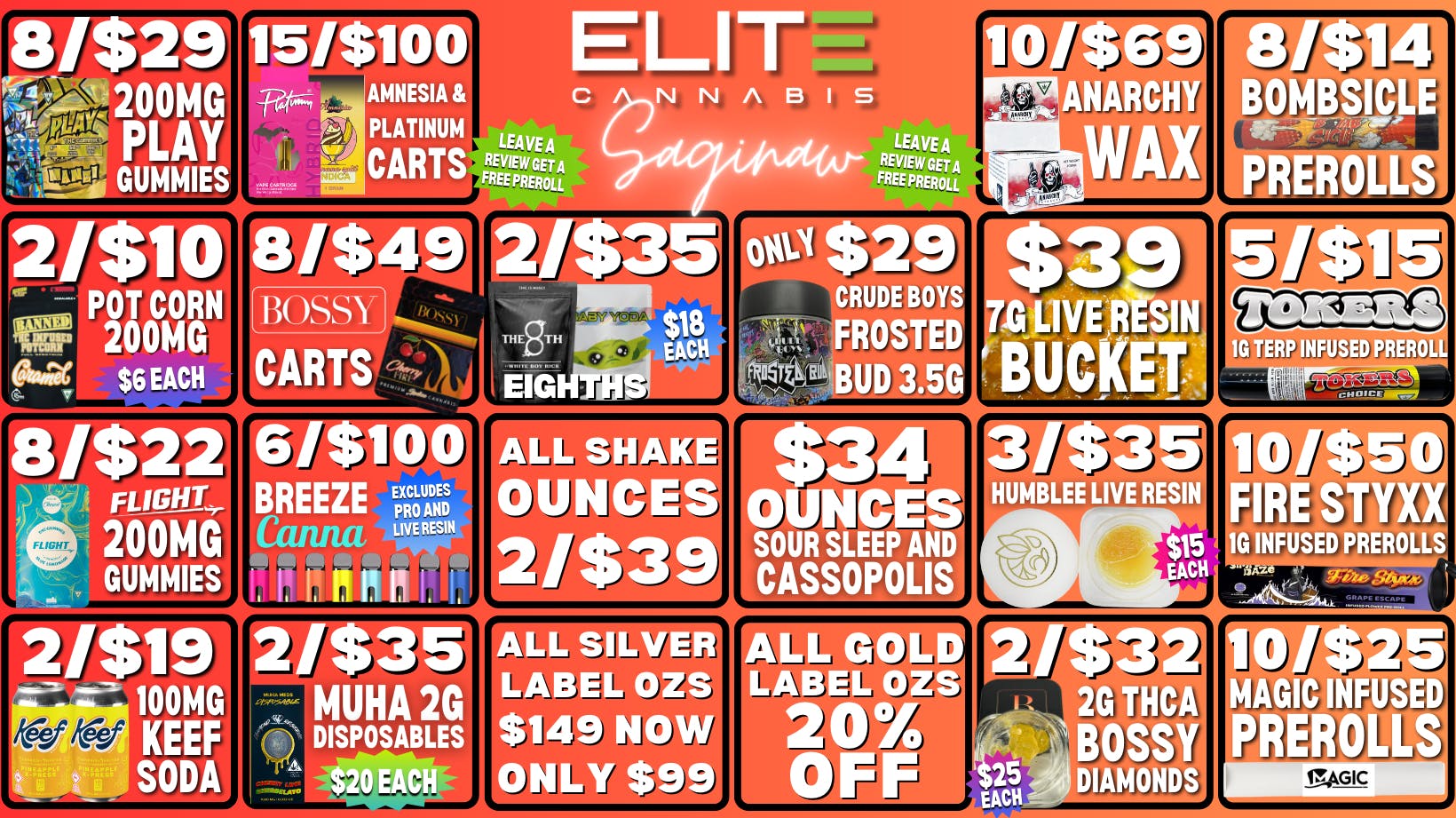 8/22edb 8/49cart 8/14PR at Elite Cannabis Saginaw NOW OPEN