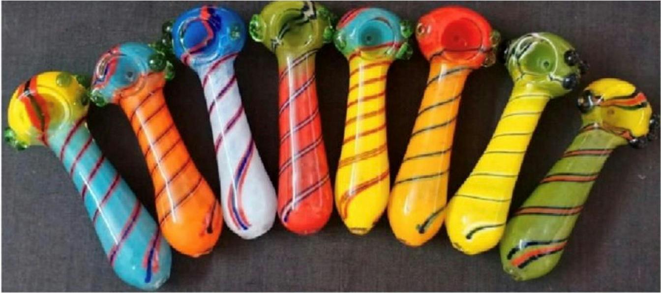 Glass Hand Pipe Assorted Colors 4"