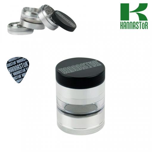 Kannastor Solid Top With Jar Body 4 Piece Grinder - GunMetal