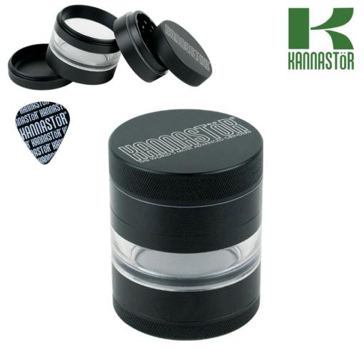 Kannastor Solid Top With Jar Body - 4 Piece Grinder - Black
