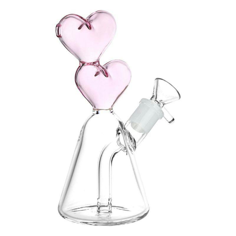 Hearts Converge Glass Water Pipe 6.75"