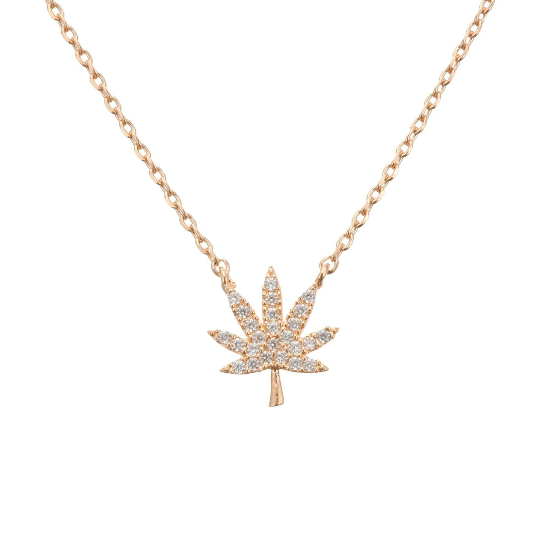 18K Gold Cannabis Leaf Necklace