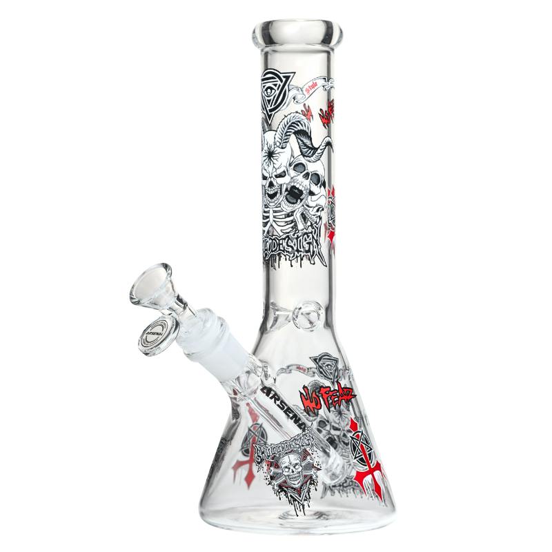 10" 5mm Arsenal Rebel Skull Beaker (Design 2)