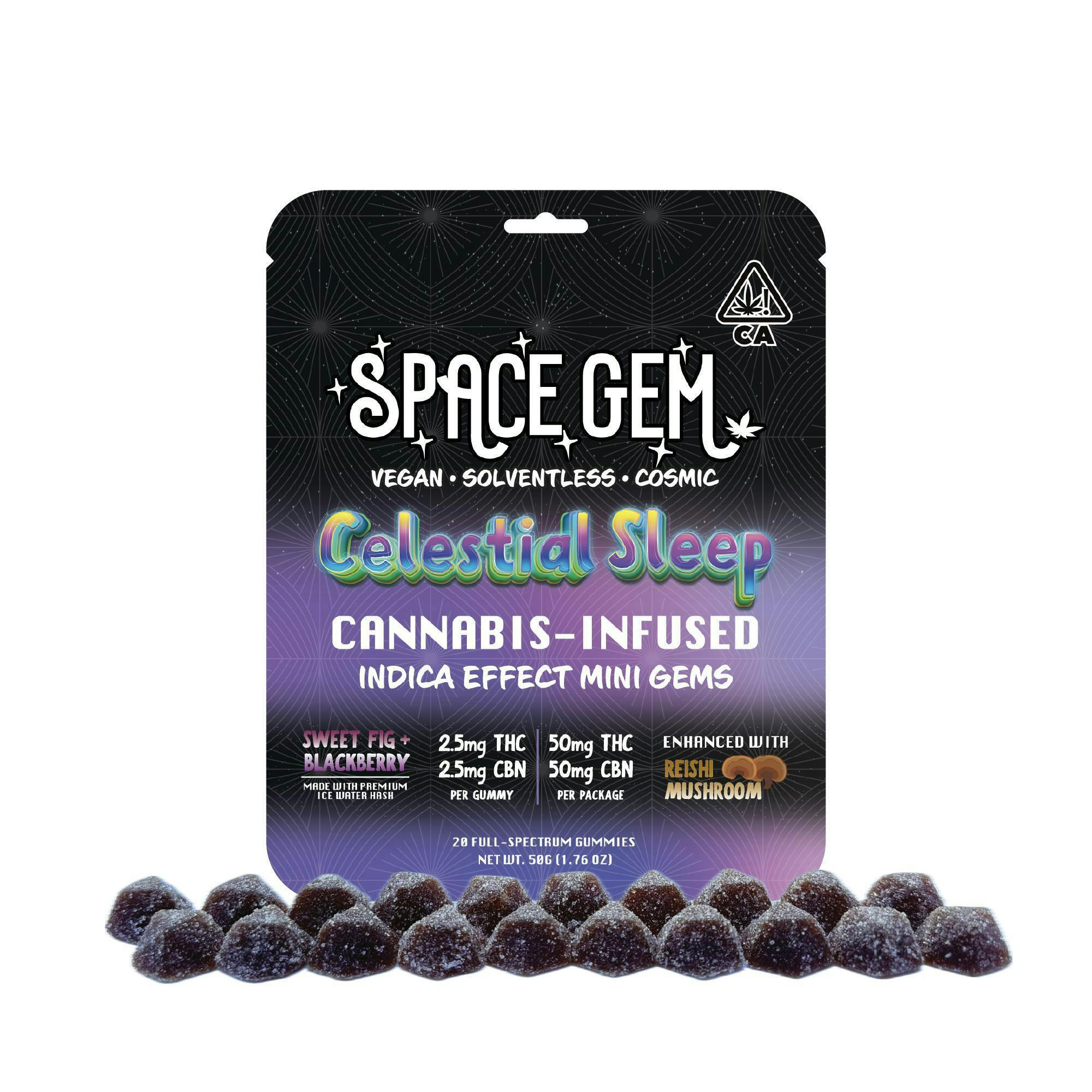 Mini Gems - Celestial Sleep - Indica - Sweet Fig Blackberry - 20pk 50mg CBN by Space Gem