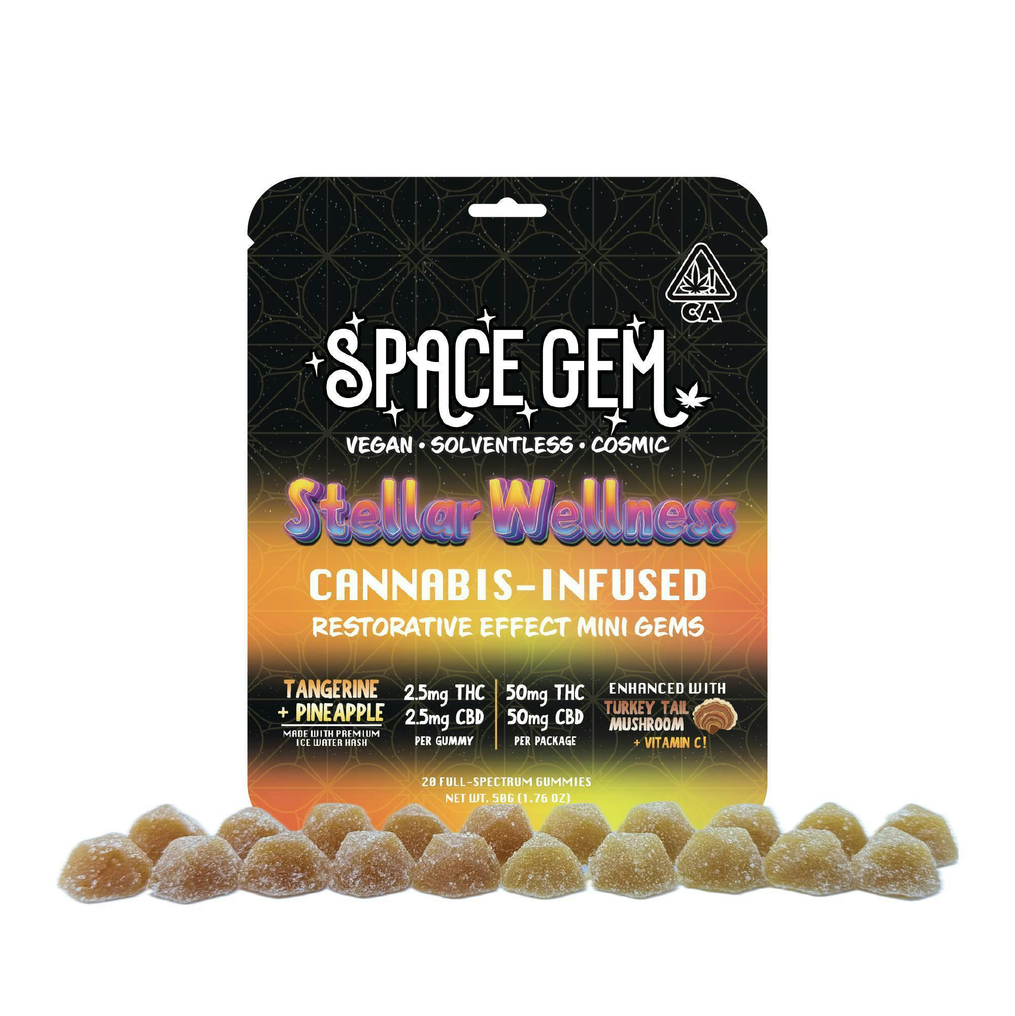 Mini Gems - Stellar Wellness - Tangerine Pineapple - 20pk 50mg CBD 50mg THC by Space Gem