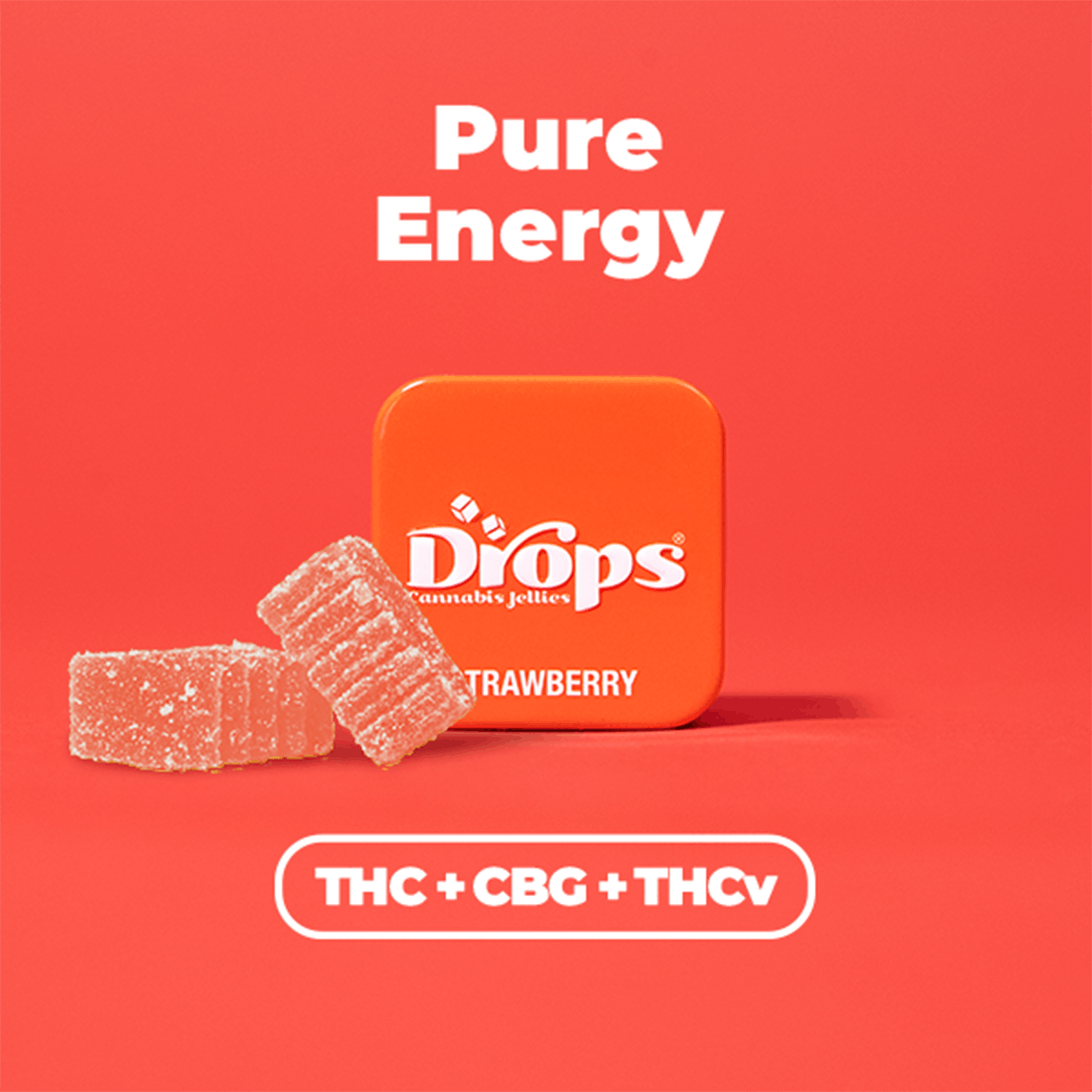 Drops - Strawberry Pure Energy 4:1 CBD Gummies 2-Pk 50mg at Goldenhour Collective - Weed