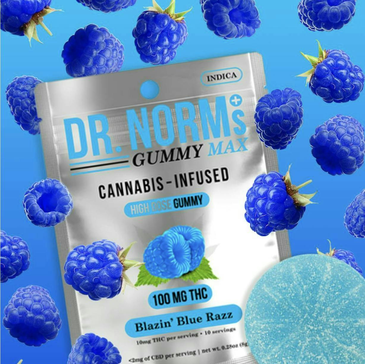 Dr. Norm's - Blazin' Blue Razz MAX Gummy 100mg