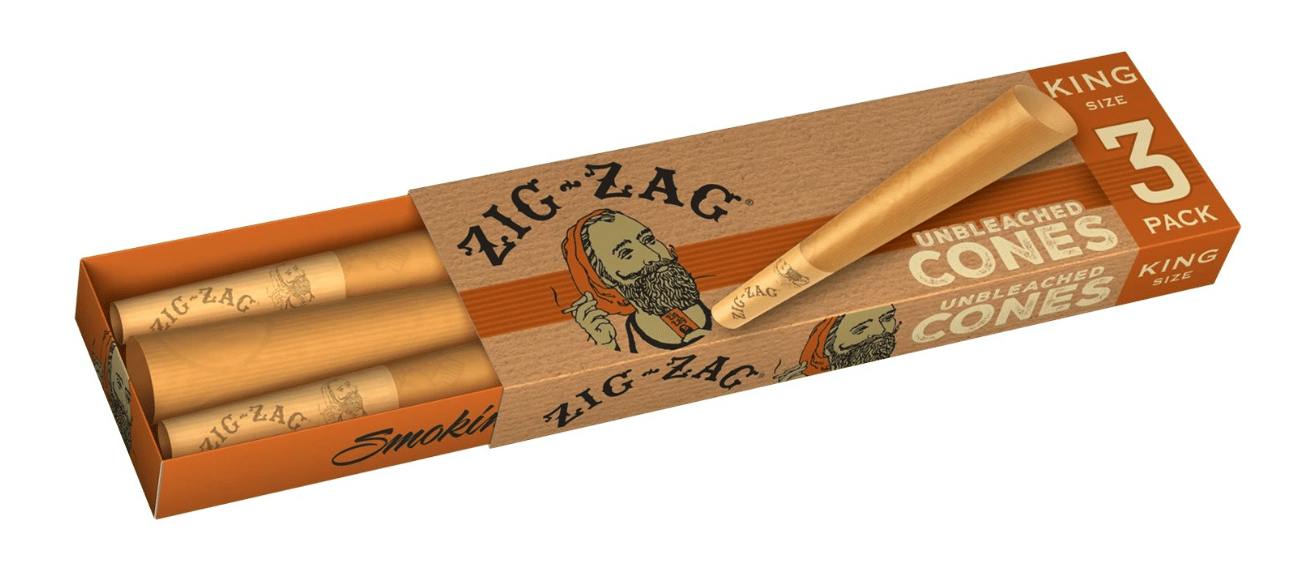 Zig Zag - King Size Unbleached Cones 3 Pack