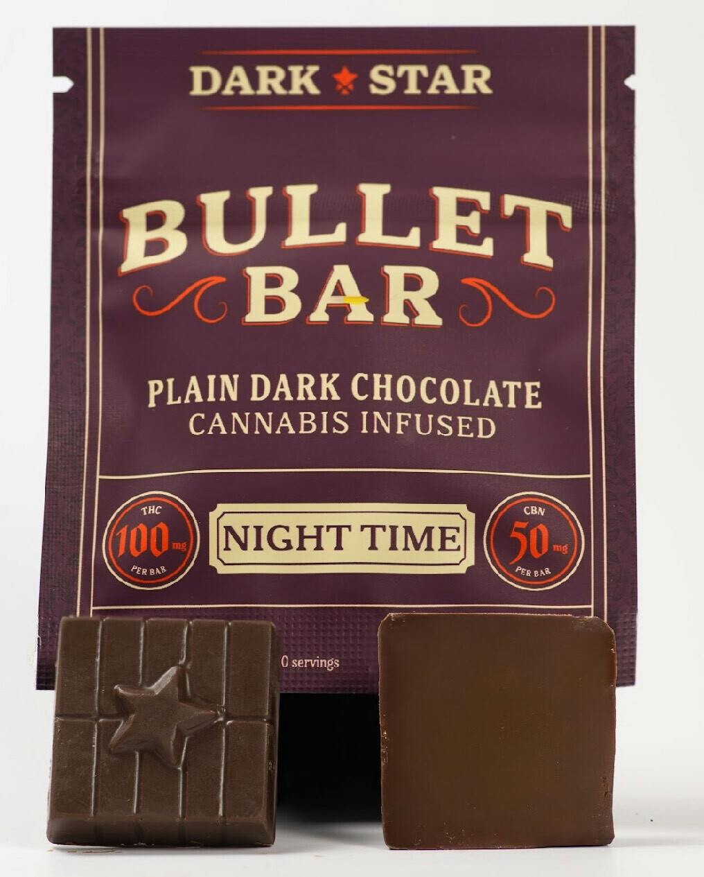 Bullet Bar - Nighttime Plain Dark Chocolate Bullet Bar 2:1 THC:CBN - Chocolate - 100mg - Indica