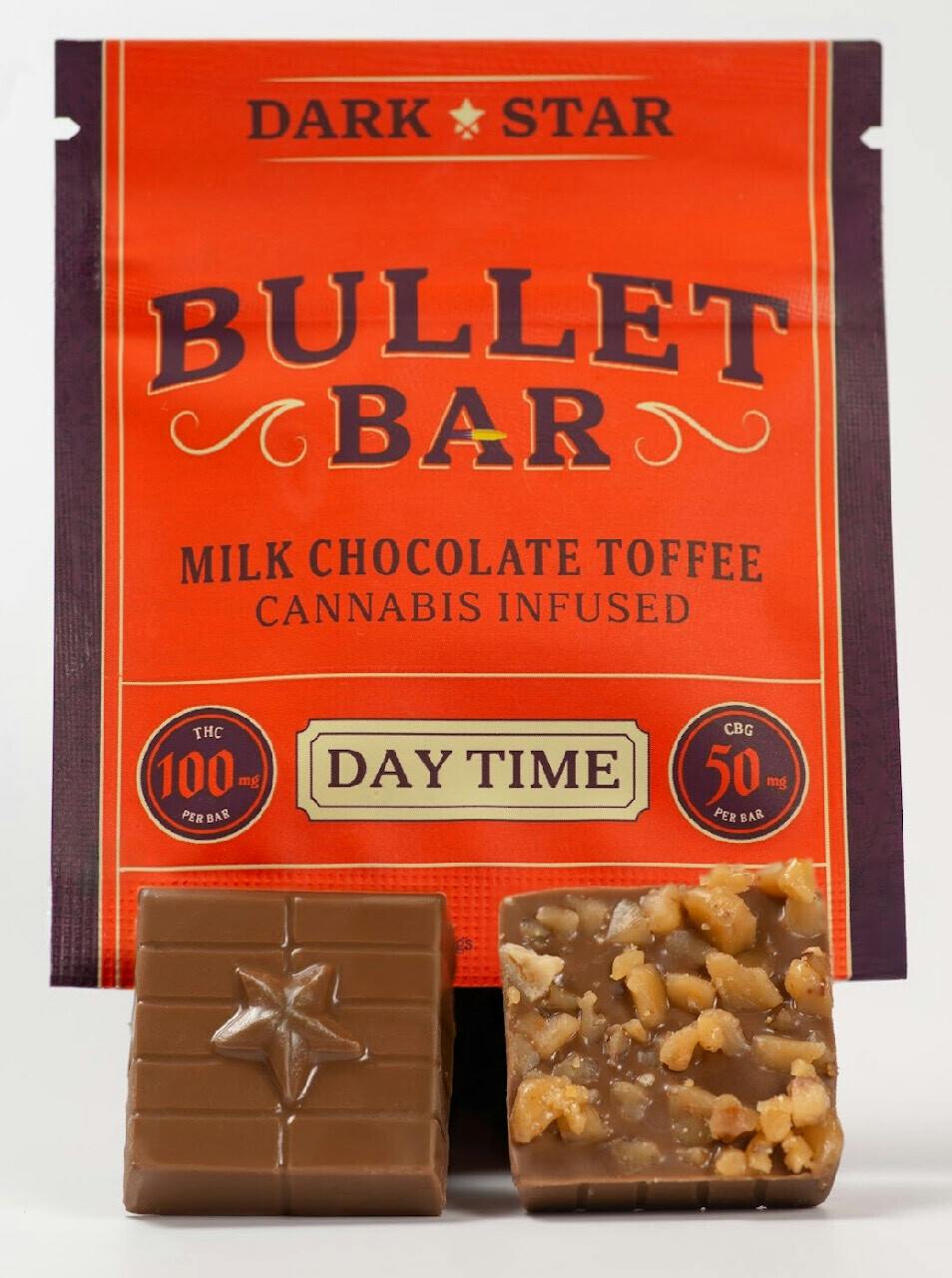 Bullet Bar - Daytime Milk Chocolate Toffee Bullet Bar 2:1 THC:CBG - Chocolate - 100mg - Sativa