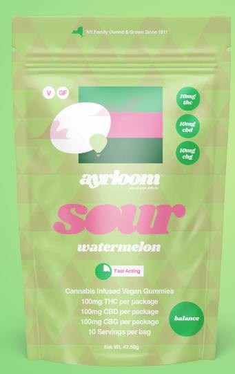 Sour Watermelon | Gummies | Hybrid | 100mg THC, CBD, CBG | 10mg THC, CBD, CBG each