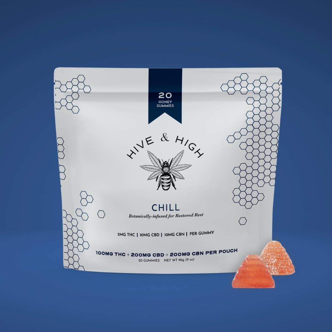 Chill | Artisinal Honey Gummies | Indica | 100mg THC + 200mg CBD + 200mg CBN total | 5mg THC + 10...