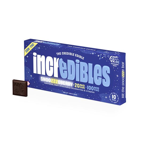 Snoozzzeberry | Chocolate Bar | Indica | 100mg THC:20mg CBN | 10mg THC 2mg CBN per serving