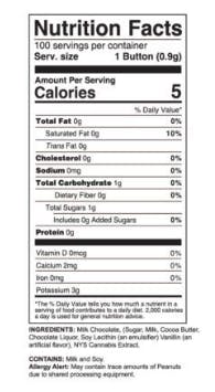 Milk Chocolate Buttons | Chocolate | Hybrid | 100mg THC total, 1mg THC per button