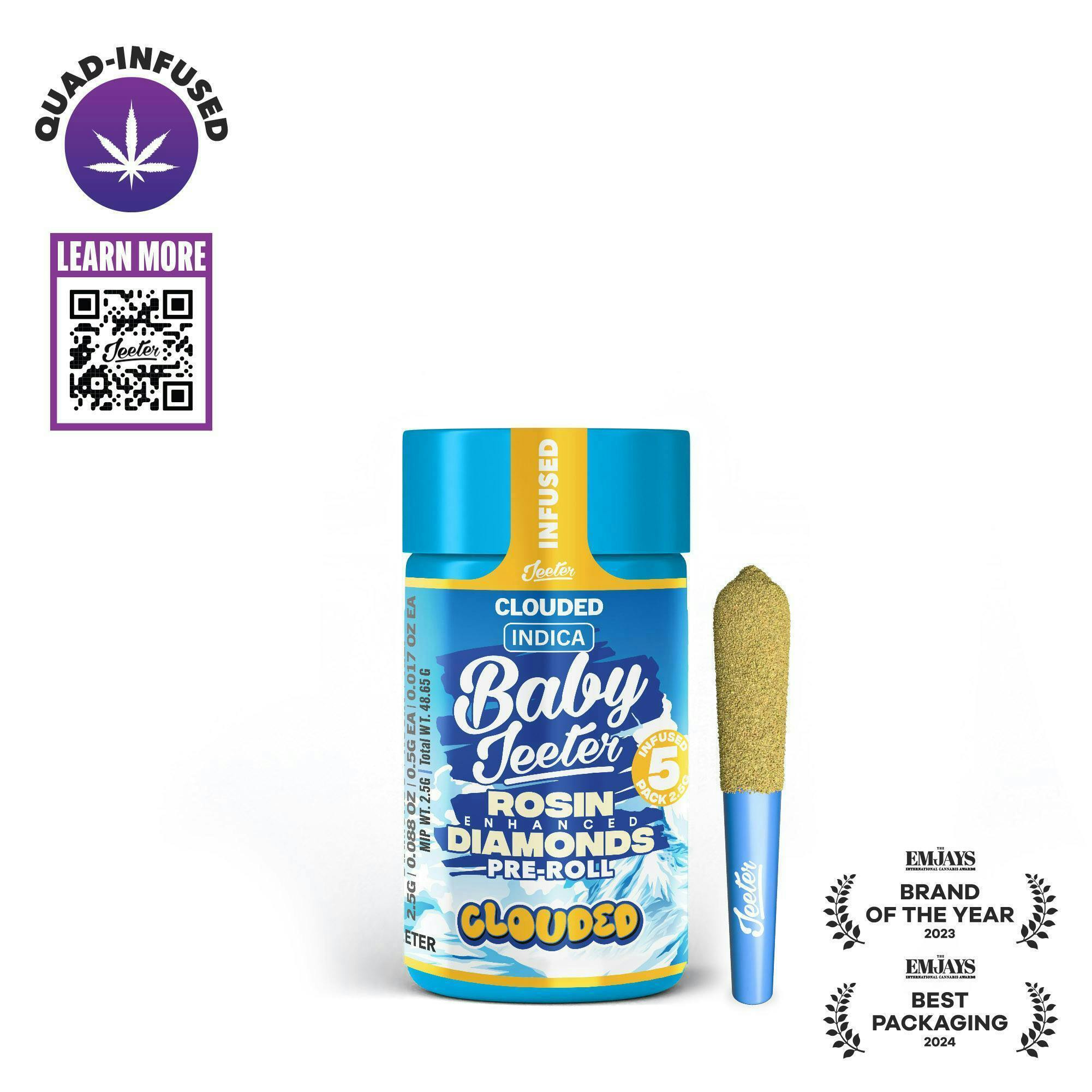 Clouded Sunset | Quad-Infused Pre-Rolls | Baby Jeeters | Indica | 2.5g