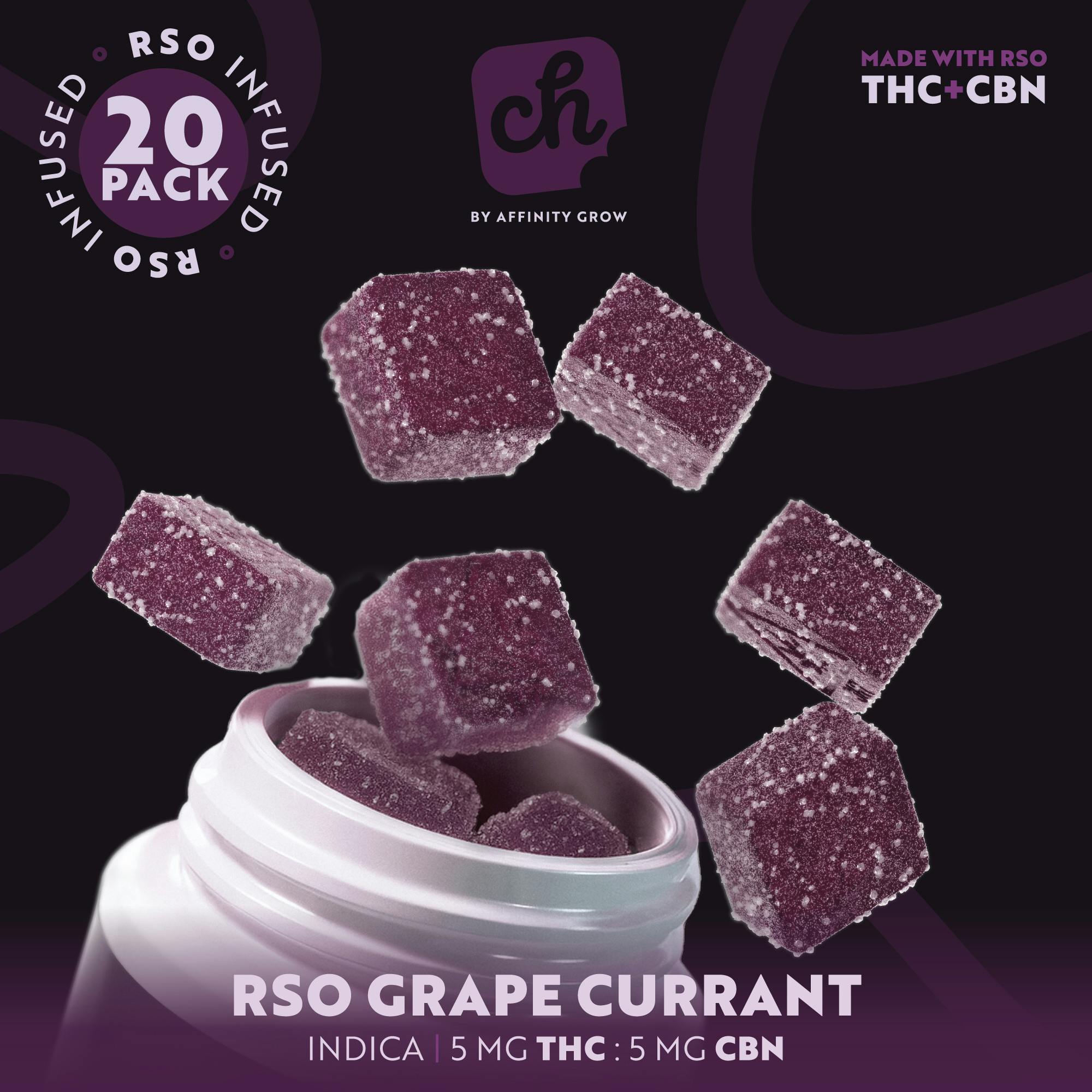 Grape Currant RSO Gummies (1:1 THC:CBN ) 20pk - 00962