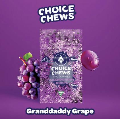 CHOICE CHEWS | GRANDDADDY GRAPE - GUMMIES | 200MG | INDICA