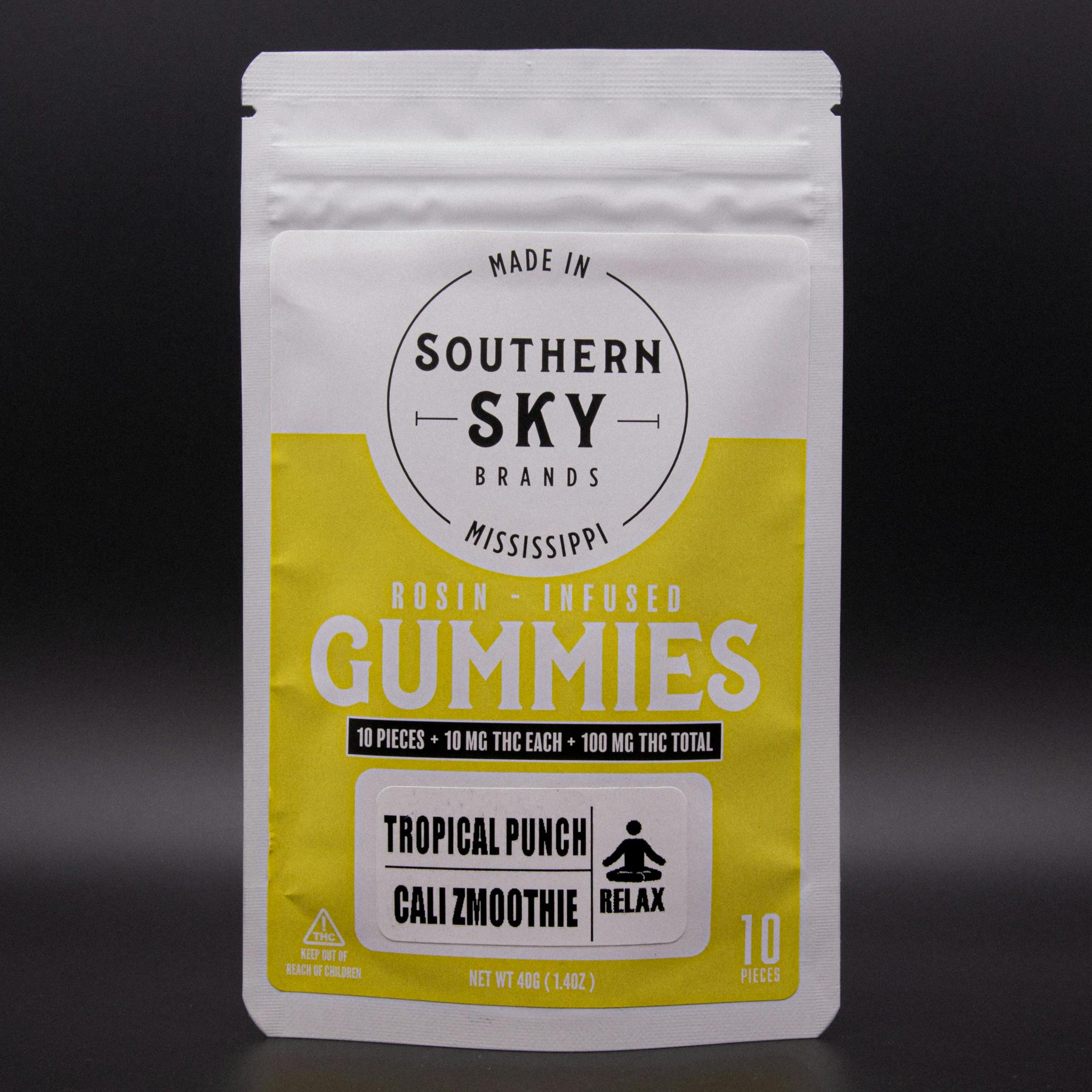 Southern Sky Brands | 100mg | Tropical Punch | Cali Zmoothie | Rosin Gummies