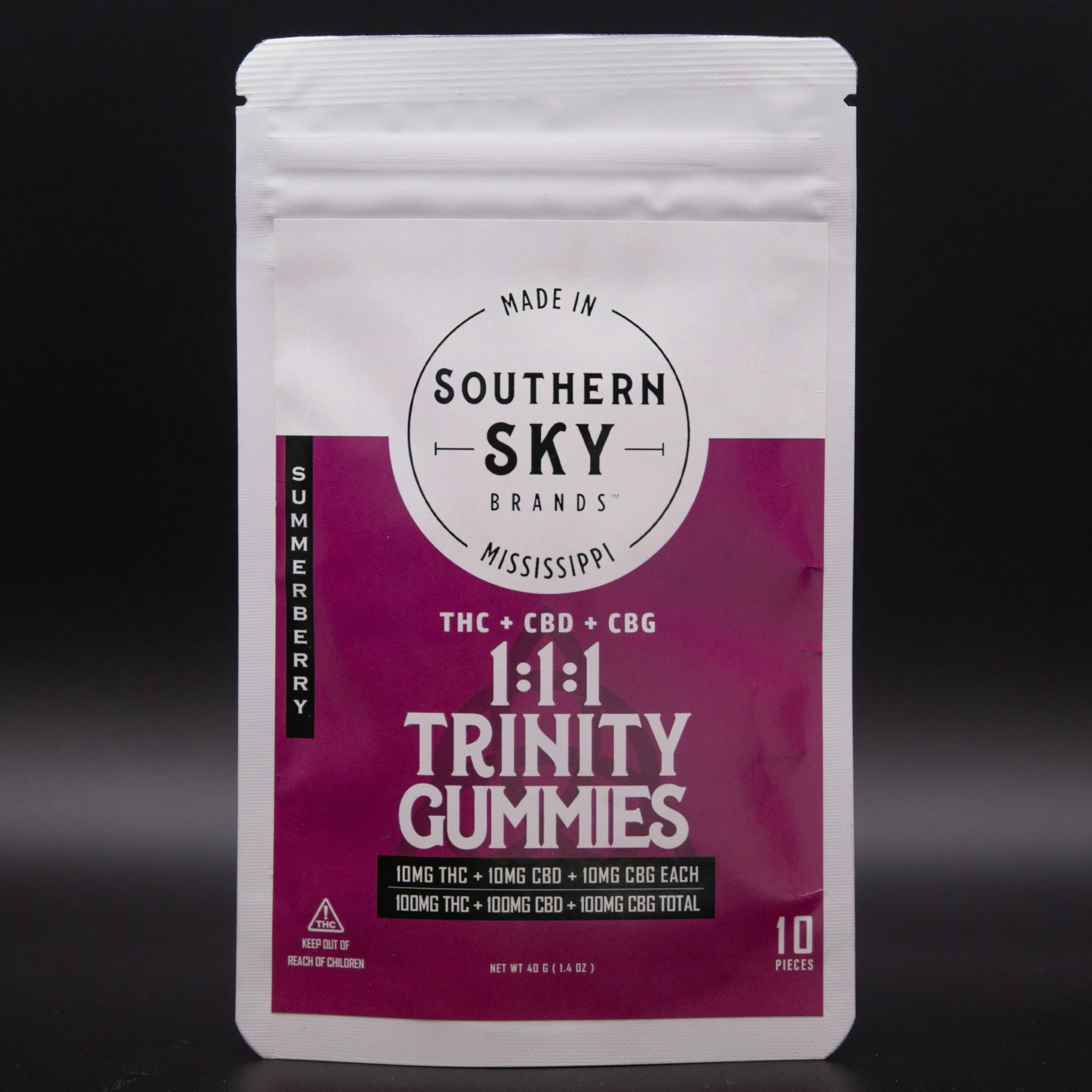 1:1:1 THC:CBD:CBG Summerberry Trinity Gummies | 100mg | 10ct | 10mg/ea by Southern Sky Brands