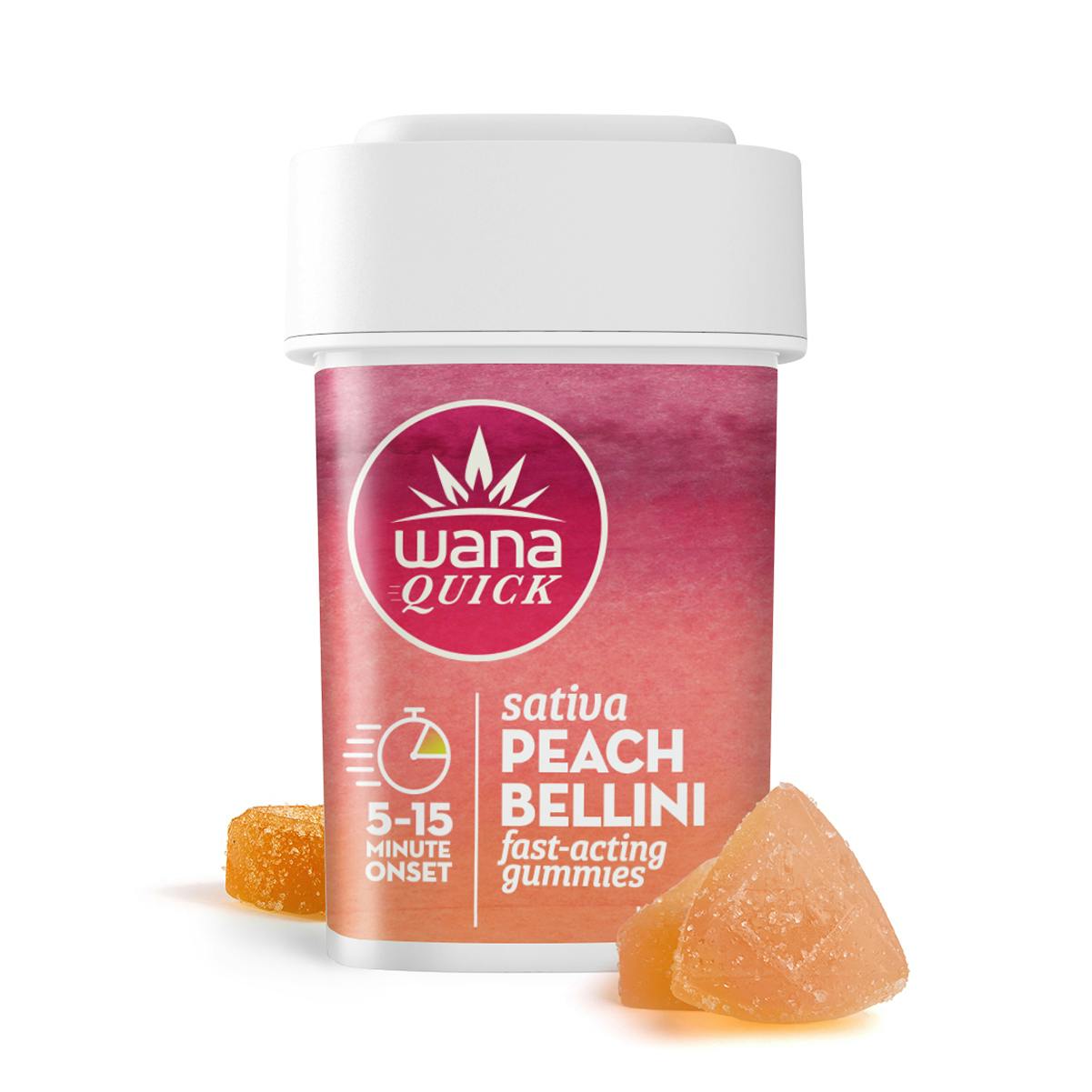 Wana Quick | 100mg | Peach Bellini | Gummies | 10pk