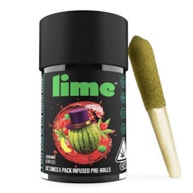 Lime - Watermelon Runtz (Hybrid) 5-Pk Lil' Limes (.6g x 5 Live Resin and Hash Infused Pre Rolls)