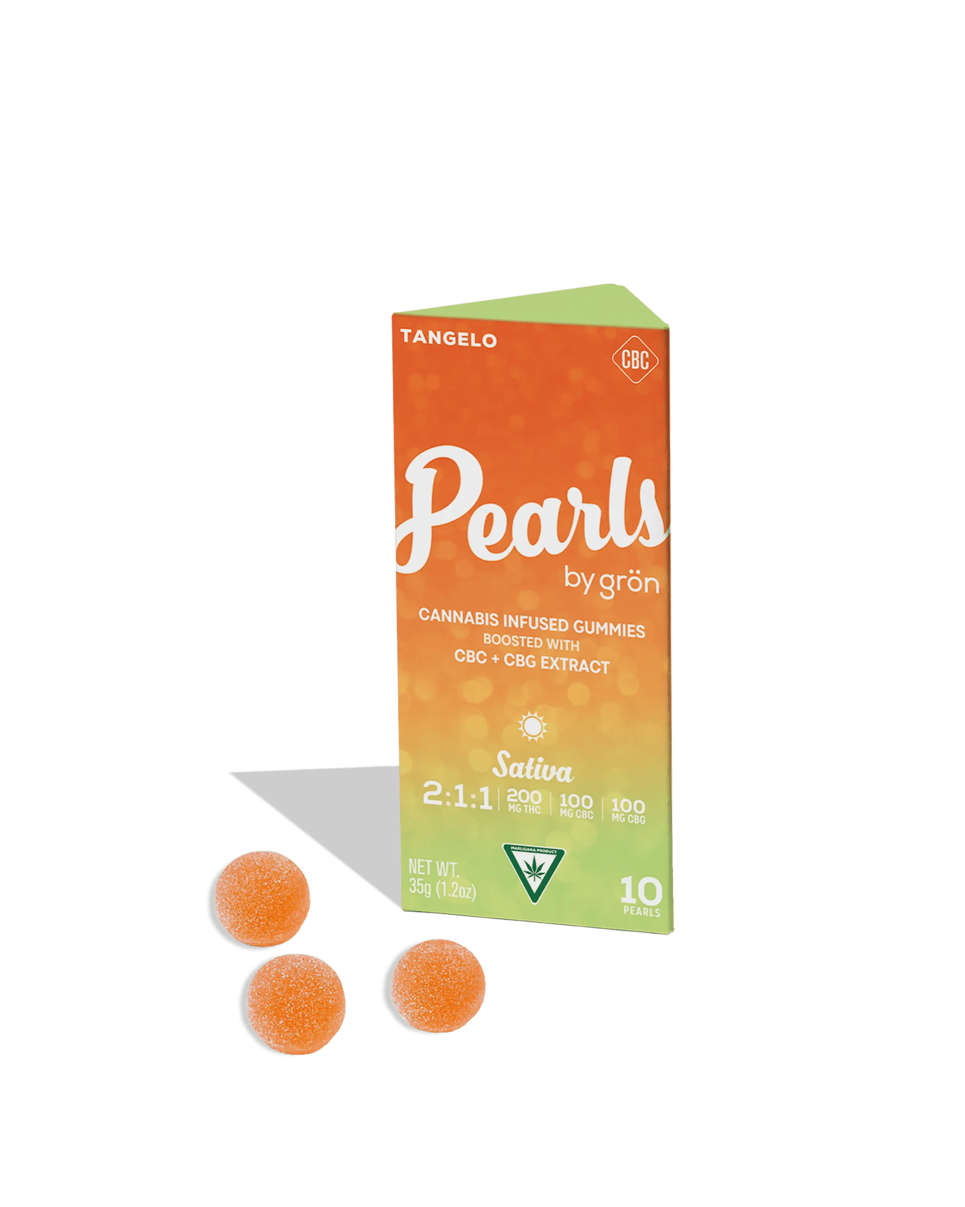 Pearls | Tangelo | 2:1:1 | Sativa | CBG CBC Gummies | 100mg:50mg:50mg