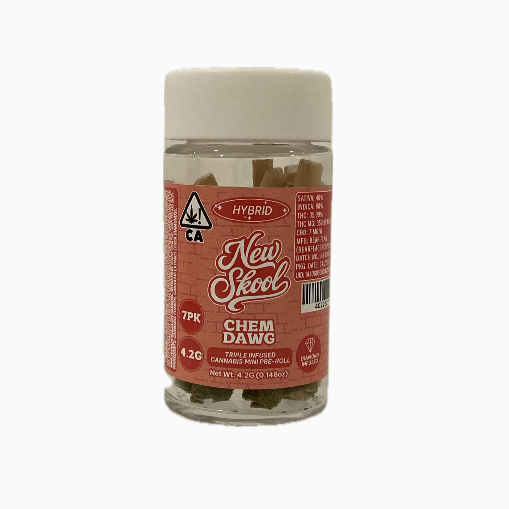 New Skool | Chem Dawg | Hybrid | Infused Pre-Rolls | 7pk | 4.2g