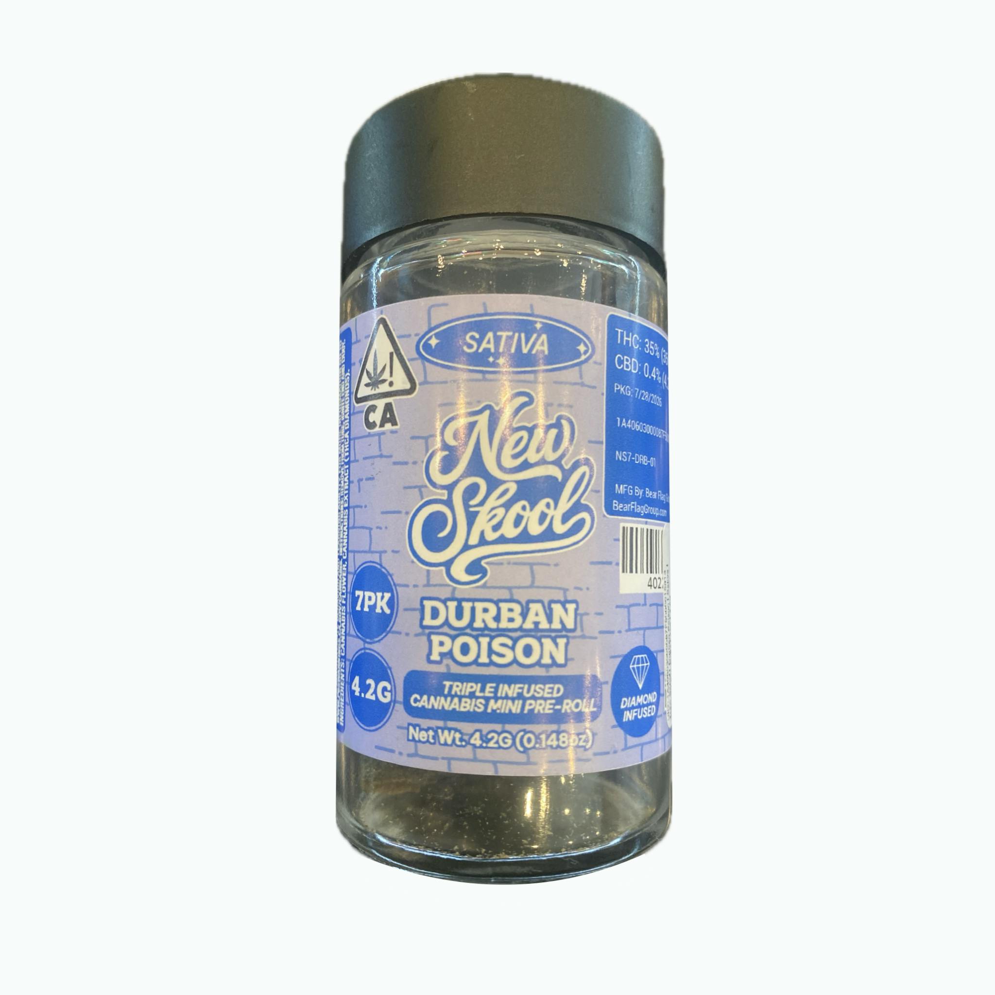 New Skool | Durban Poison | Sativa | Infused Pre-Rolls | 7pk | 4.2g
