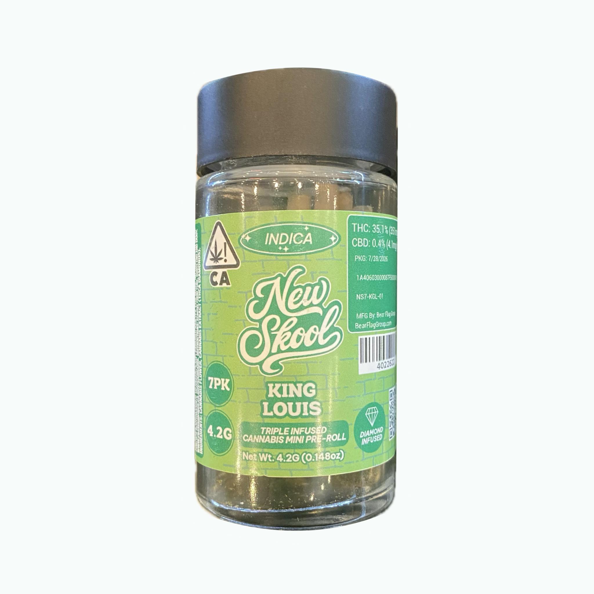 New Skool | King Louis | Indica | Infused Pre-Rolls | 7pk | 4.2g
