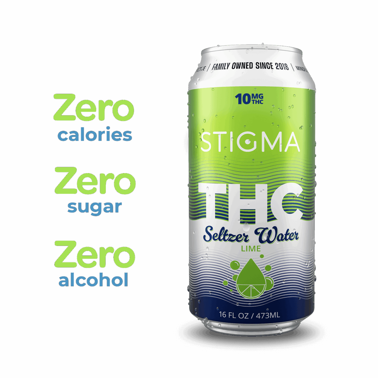 Stigma THC Beverage - Lime Seltzer Water - 10mg THC - 16oz