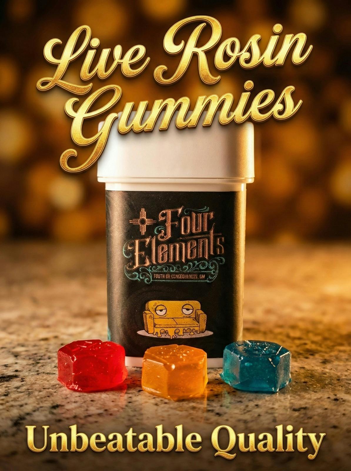 Four Elements | Couchlock 100mg Live Rosin Gummies | Cherry