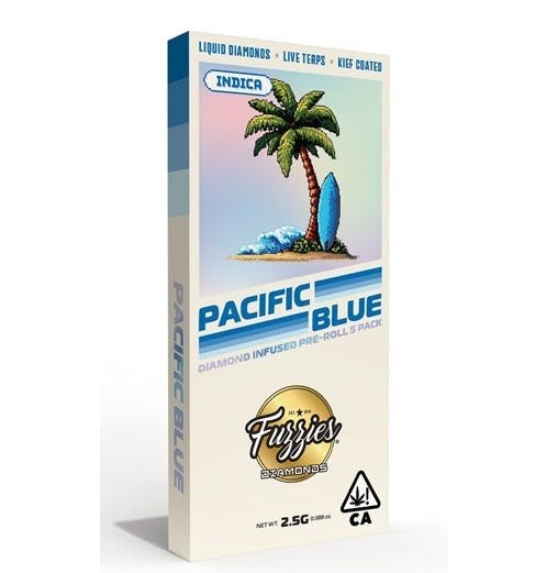 Fuzzies Pacific Blue — Fuzzies Pacific Blue Diamond Infused Pre-Roll 5pk ( 2.5g ) Indica