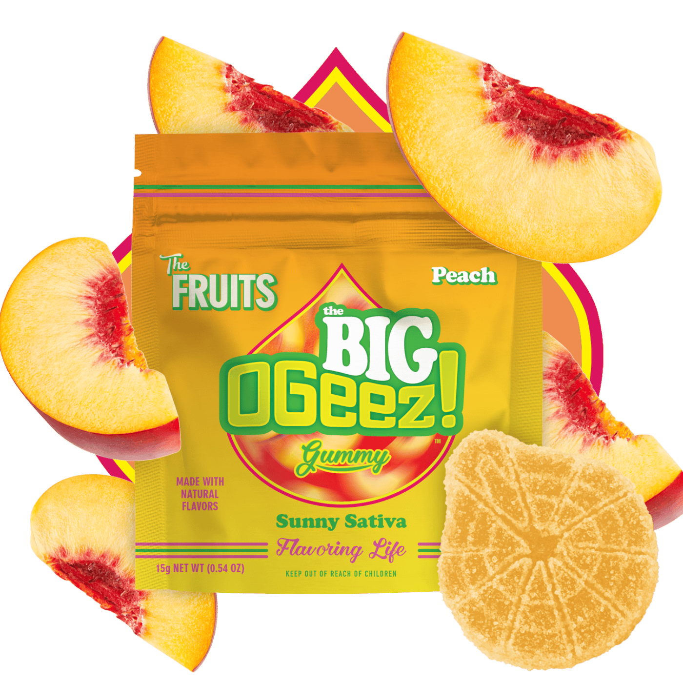 OGeez! BIG Sativa, Peach 50 mg at Mystic Greenz