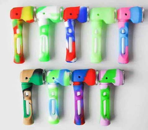 Silicone Encased Glass Hand Pipe Each