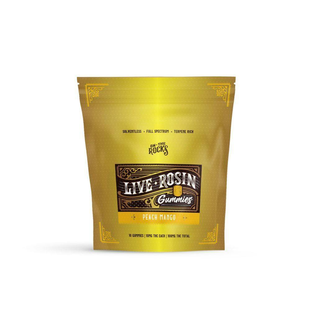 On the Rocks Live Rosin Peach Mango Gelato Gummies 100mg, 10pk