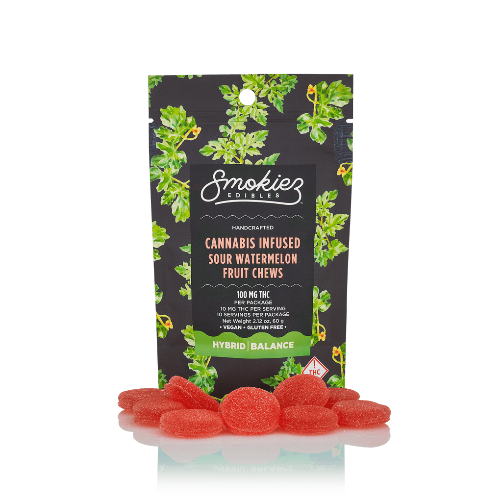 Smokiez Sour Watermelon Fruit Chews 100mg, 10pk