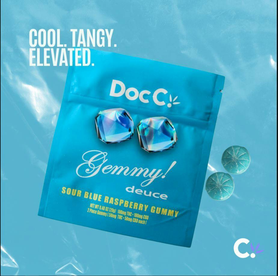 Doc C Two Pack Sour Blue Raspberry Gummies 100mg