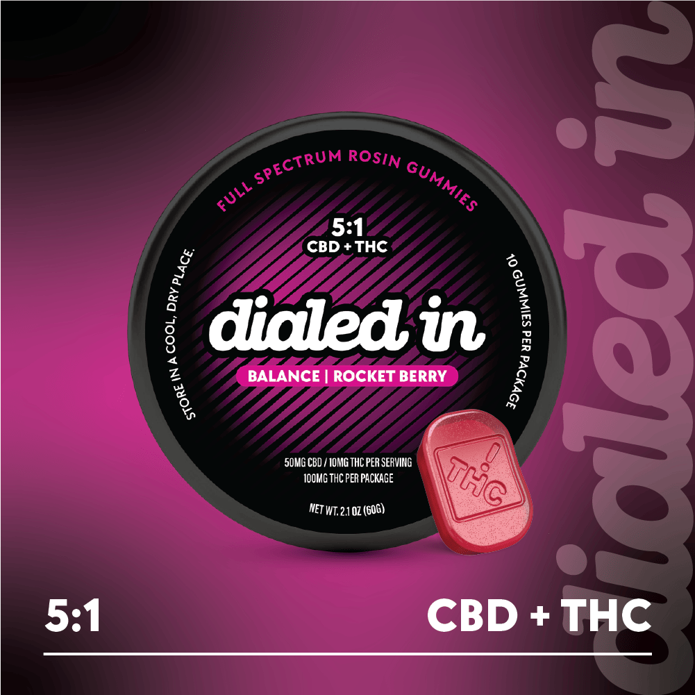 Dialed In Rocket Berry 5:1 CBD:THC Balance Gummies 100mg 10Pk