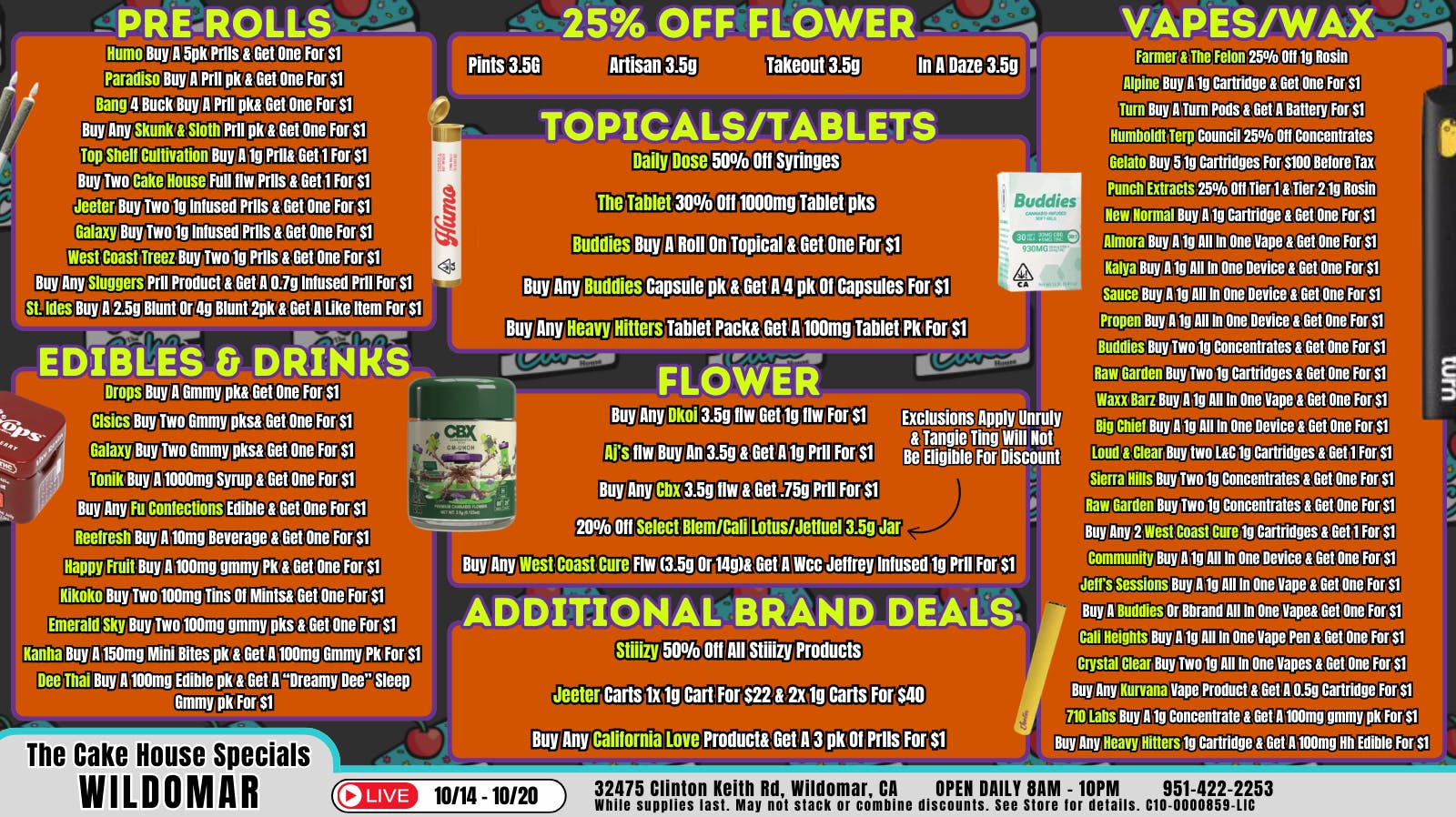 Spooky Wildo Deals! at The Cake House Wildomar Weedmaps