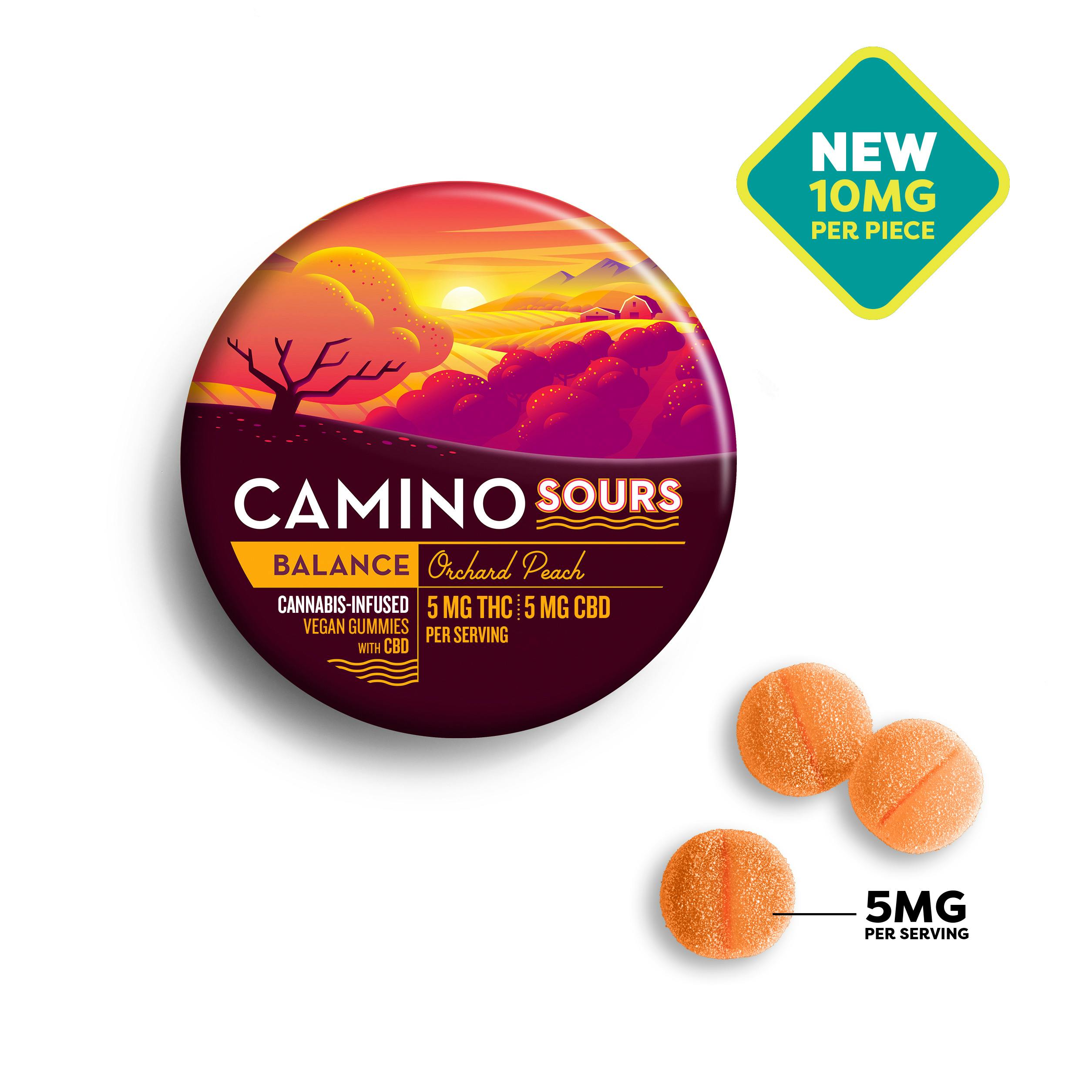 Camino Sours-Orchard Peach with CBD 10:10 Cannabis-Infused Vegan Gummies-00453