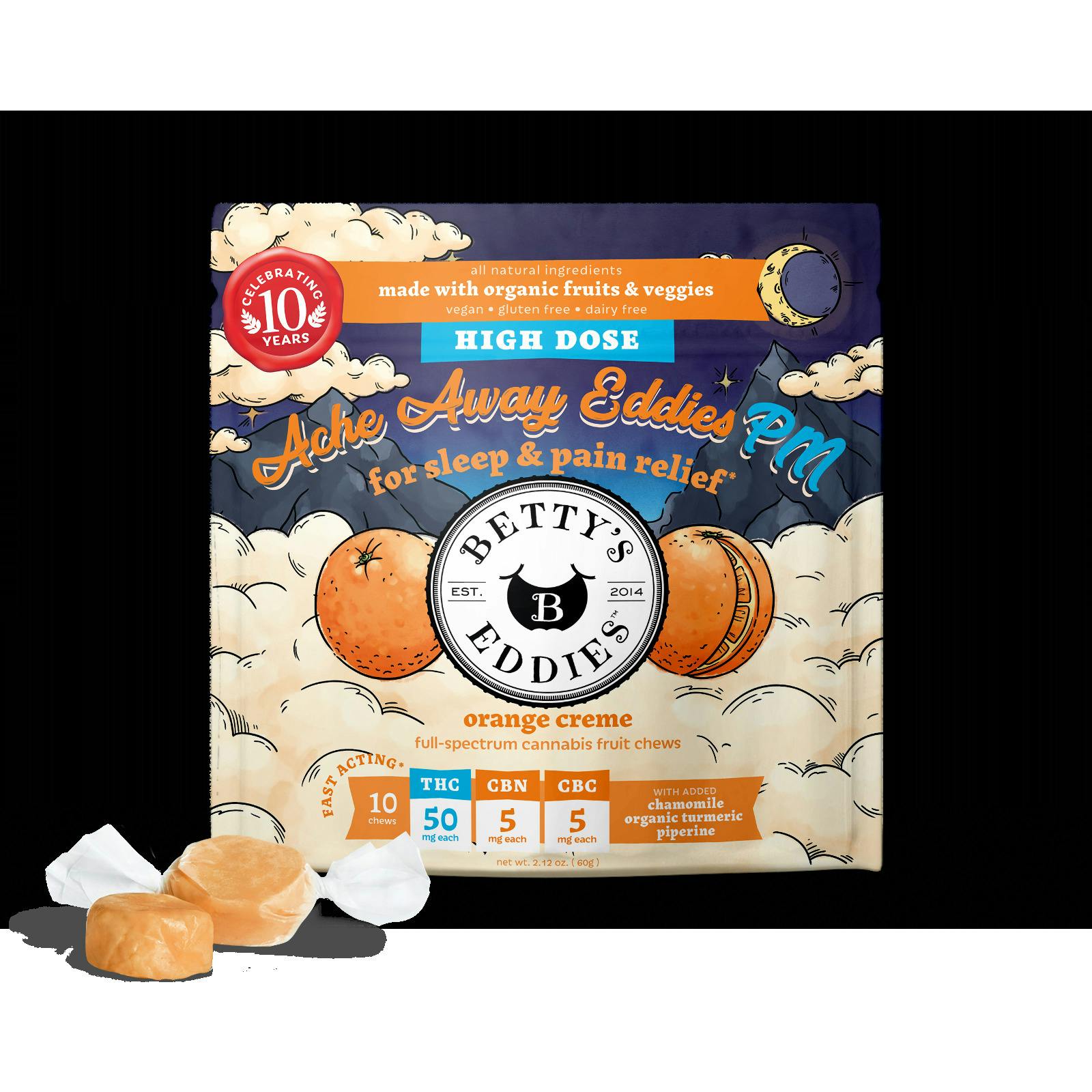 Betty's Eddies Fruit Chews 10pk (500mg) Orange Creme