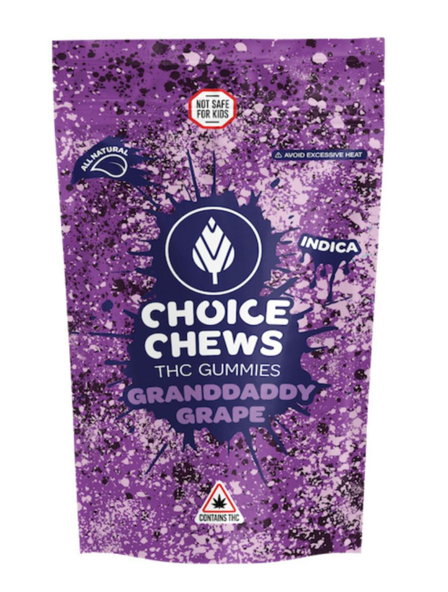 Choice Chews Gummies 10pk (100mg) Granddaddy Grape at Nature Medicines Dispensary